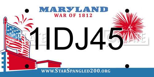 1IDJ45 Maryland License Plate