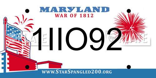 1IIO92 Maryland License Plate
