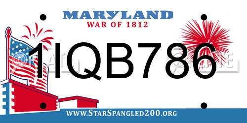 1IQB786 Maryland License Plate