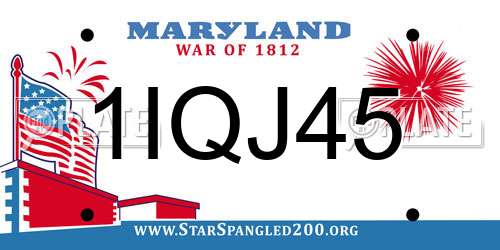 1IQJ45 Maryland License Plate