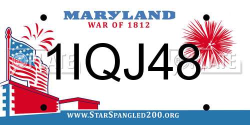 1IQJ48 Maryland License Plate