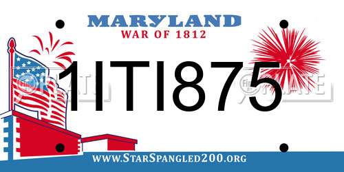 1ITI875 Maryland License Plate