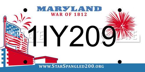 1IY209 Maryland License Plate