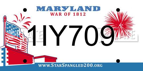 1IY709 Maryland License Plate