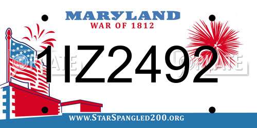 1IZ2492 Maryland License Plate