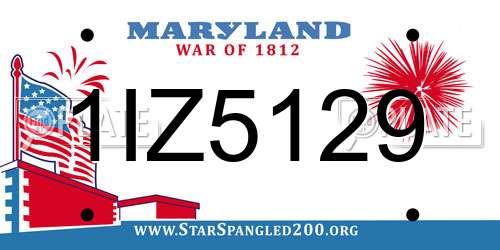 1IZ5129 Maryland License Plate