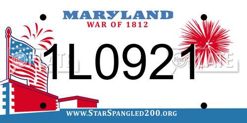 1L0921 Maryland License Plate