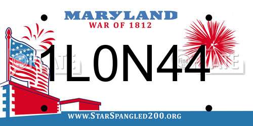 1L0N44 Maryland License Plate
