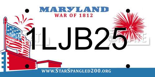 1LJB25 Maryland License Plate