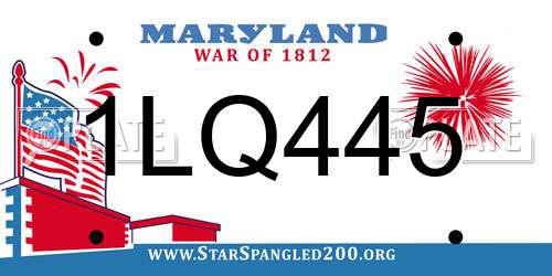 1LQ445 Maryland License Plate