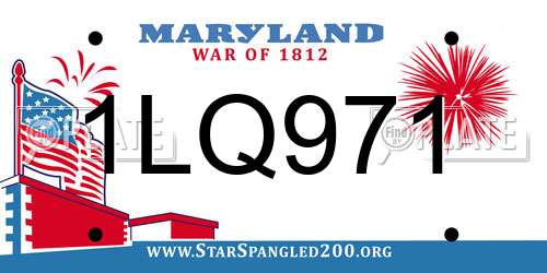 1LQ971 Maryland License Plate