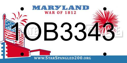 1OB3343 Maryland License Plate
