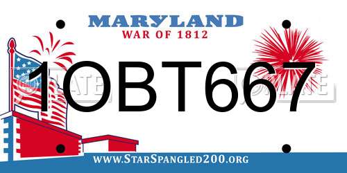 1OBT667 Maryland License Plate