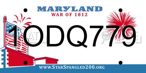 1ODQ779 Maryland License Plate
