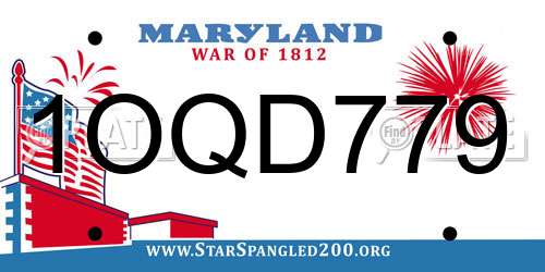 1OQD779 Maryland License Plate