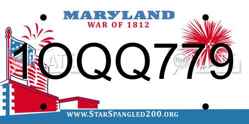 1OQQ779 Maryland License Plate