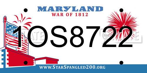 1OS8722 Maryland License Plate