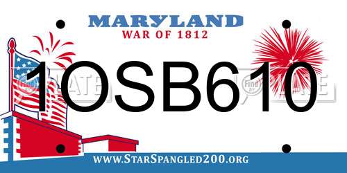 1OSB610 Maryland License Plate