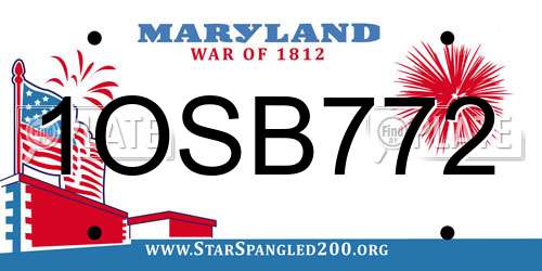1OSB772 Maryland License Plate