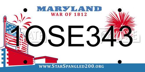 1OSE343 Maryland License Plate