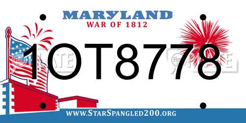 1OT8778 Maryland License Plate