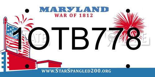 1OTB778 Maryland License Plate