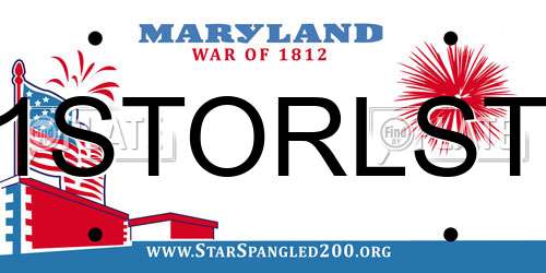1STORLST Maryland License Plate