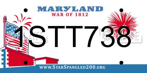 1STT738 Maryland License Plate