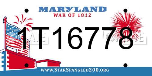 1T16778 Maryland License Plate