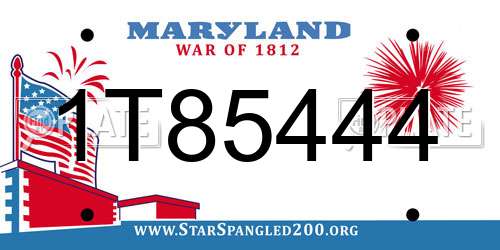 1T85444 Maryland License Plate