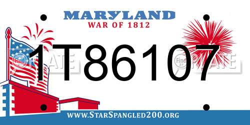 1T86107 Maryland License Plate