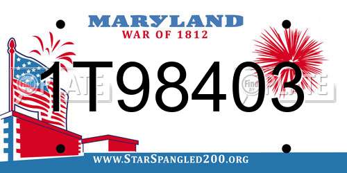 1T98403 Maryland License Plate