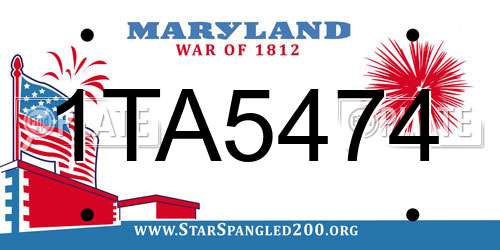 1TA5474 Maryland License Plate