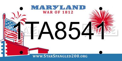 1TA8541 Maryland License Plate