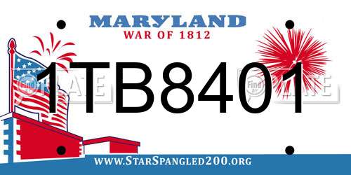 1TB8401 Maryland License Plate