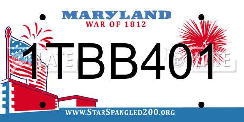 1TBB401 Maryland License Plate