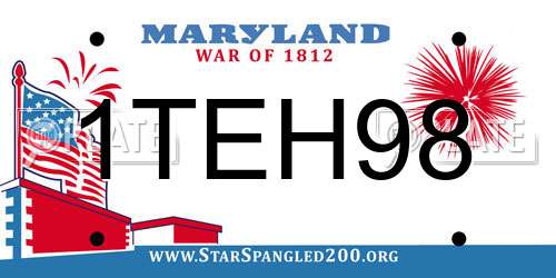 1TEH98 Maryland License Plate