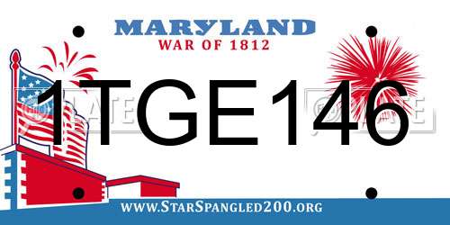 1TGE146 Maryland License Plate