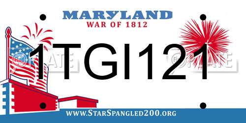 1TGI121 Maryland License Plate