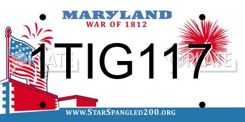 1TIG117 Maryland License Plate