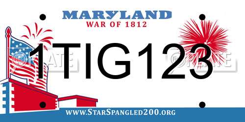 1TIG123 Maryland License Plate