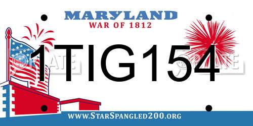 1TIG154 Maryland License Plate