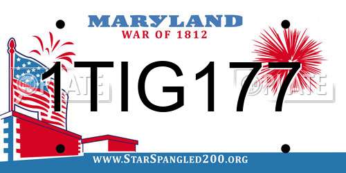 1TIG177 Maryland License Plate