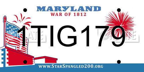 1TIG179 Maryland License Plate