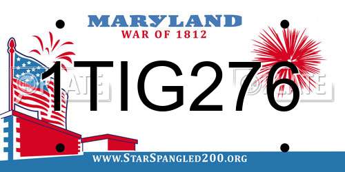 1TIG276 Maryland License Plate