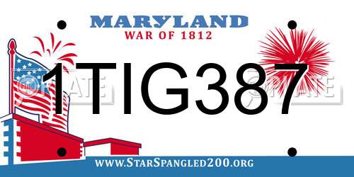 1TIG387 Maryland License Plate