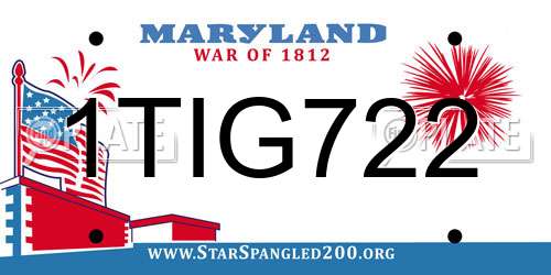 1TIG722 Maryland License Plate