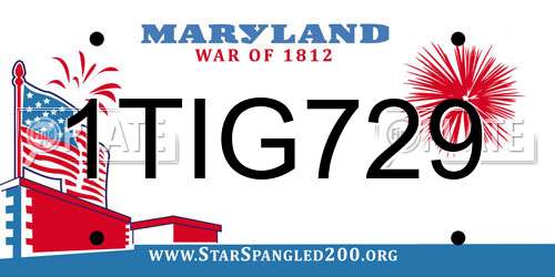 1TIG729 Maryland License Plate