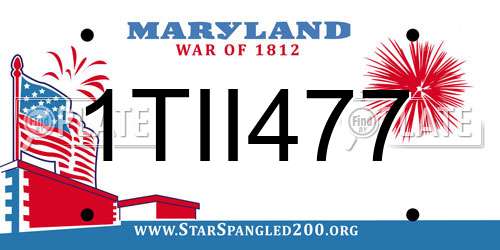 1TII477 Maryland License Plate