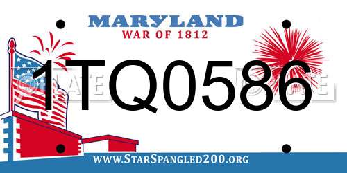 1TQ0586 Maryland License Plate